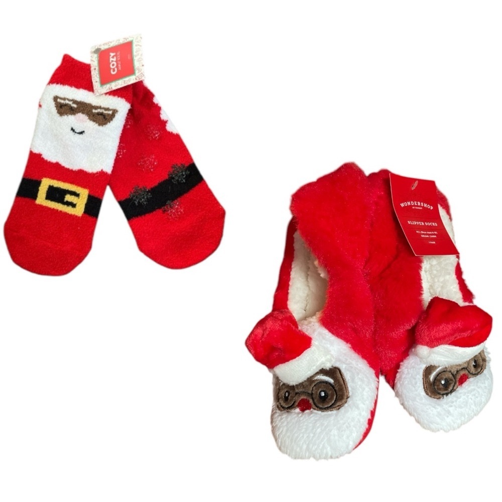 SANTA SLIPPER SET➕Soft Slipper Socks & Cozy Ankle No Skid Socks NWT